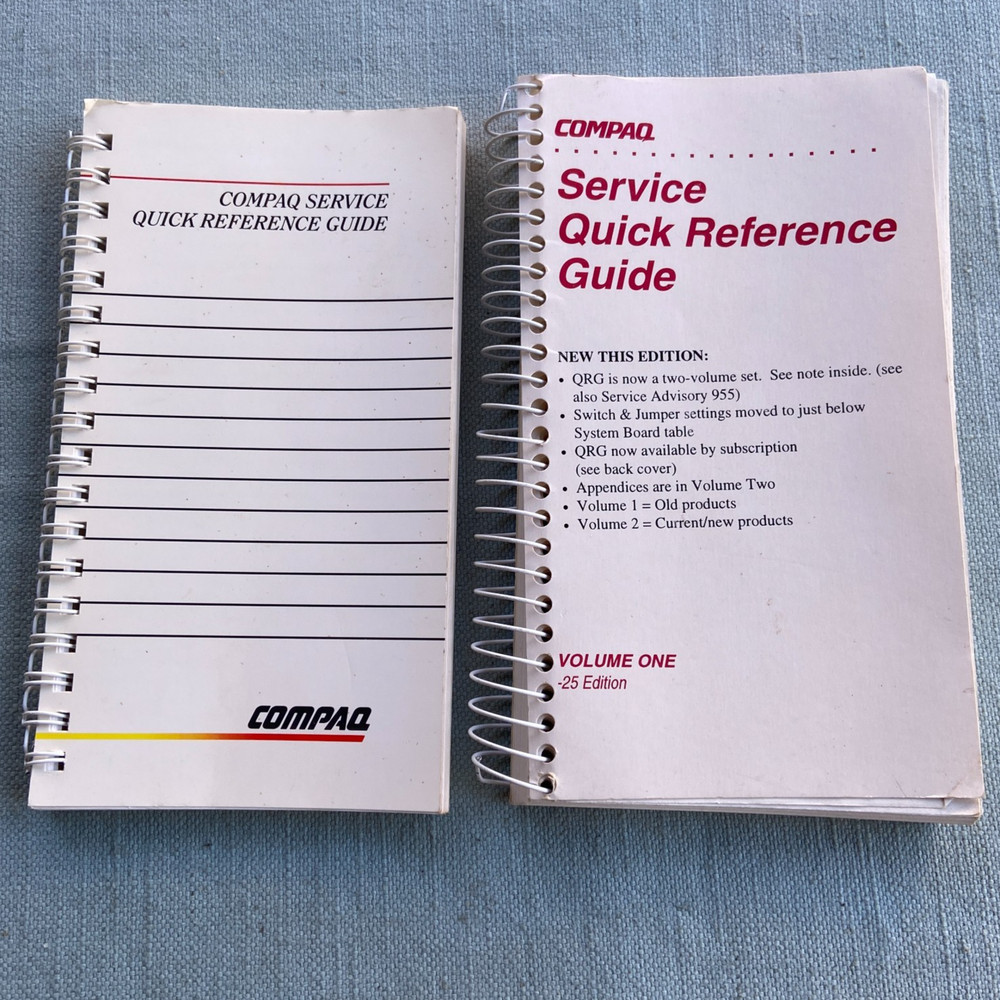 Compaq Computer Quick Reference Guide Volume One 25 Edition 1989 1996 Vintage