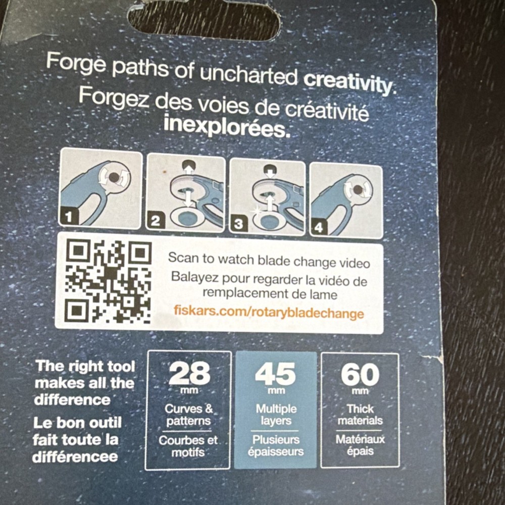 Fiskars Rotary Cutter 45mm Loop Mountain Handle 03-059251r1 Fabric Sewing