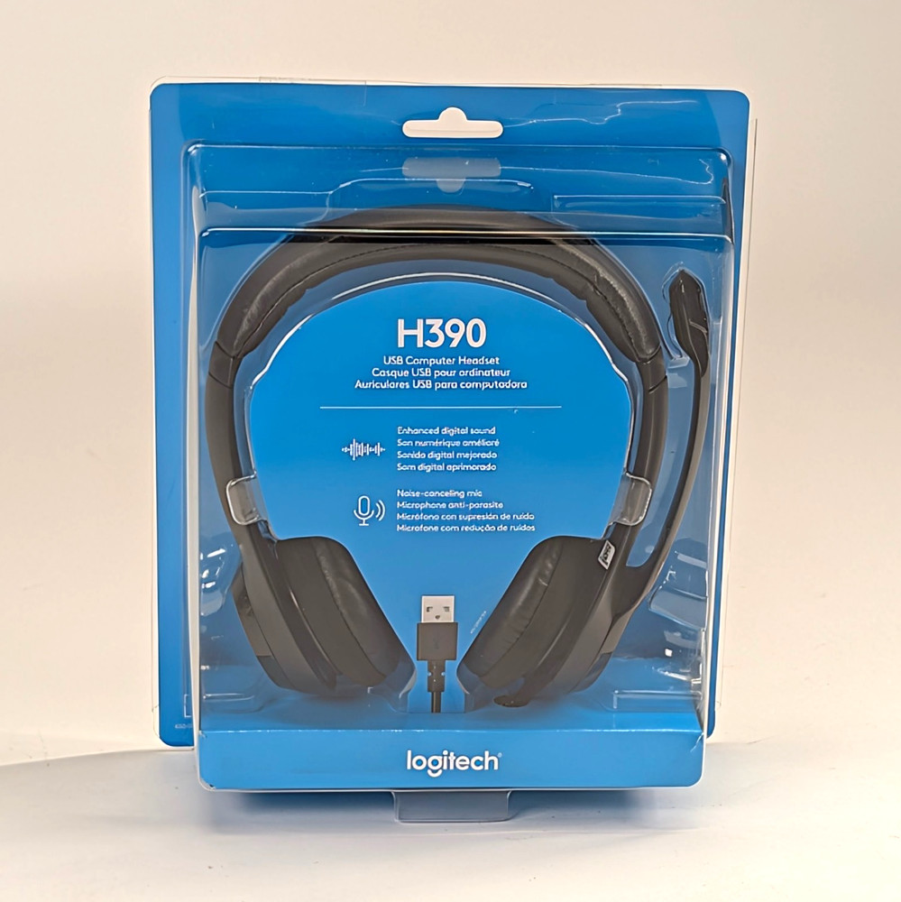 Logitech H390 USB Wired Computer Headset Noise Cancelling Mic In-Line New