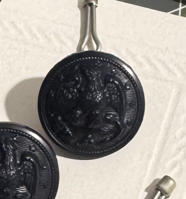 (3) VTG Military Buttons Embossed Eagle Crest .75” Navy Black Toggle Back Loop