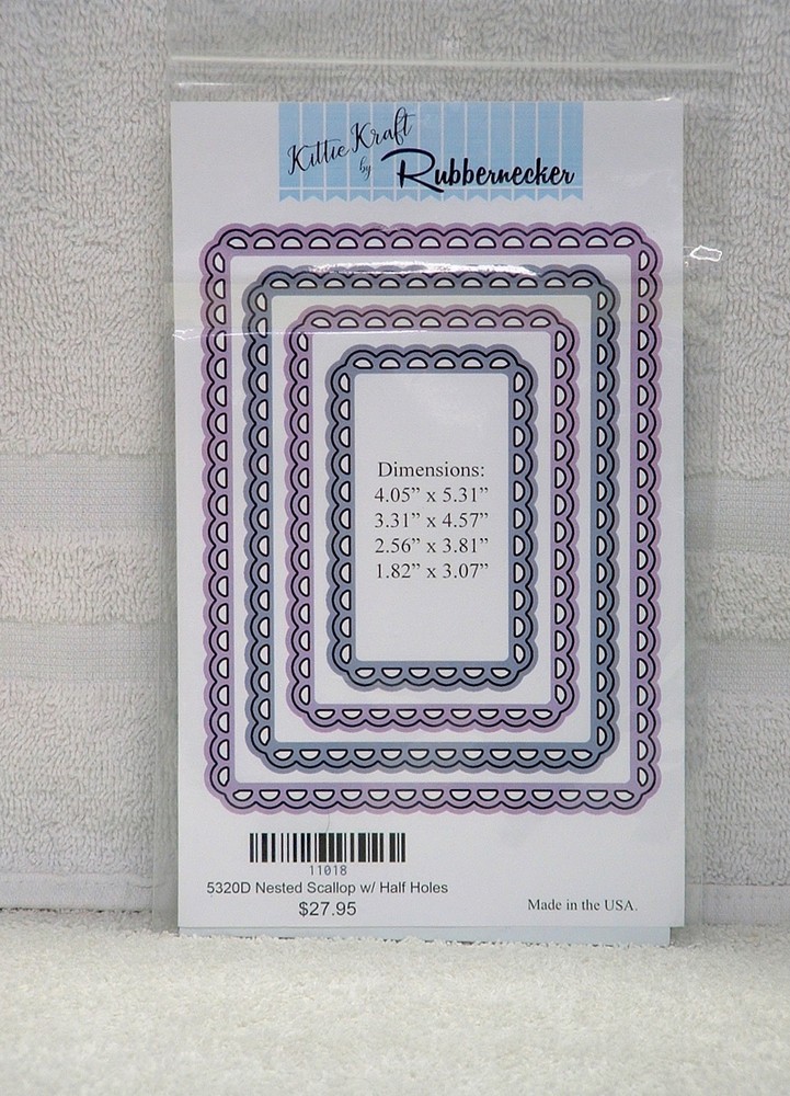 RUBBERNECKER ‘NESTED SCALLOP RECTANGLES WITH HALF HOLES’ DIE SET #5320D PREOWNED