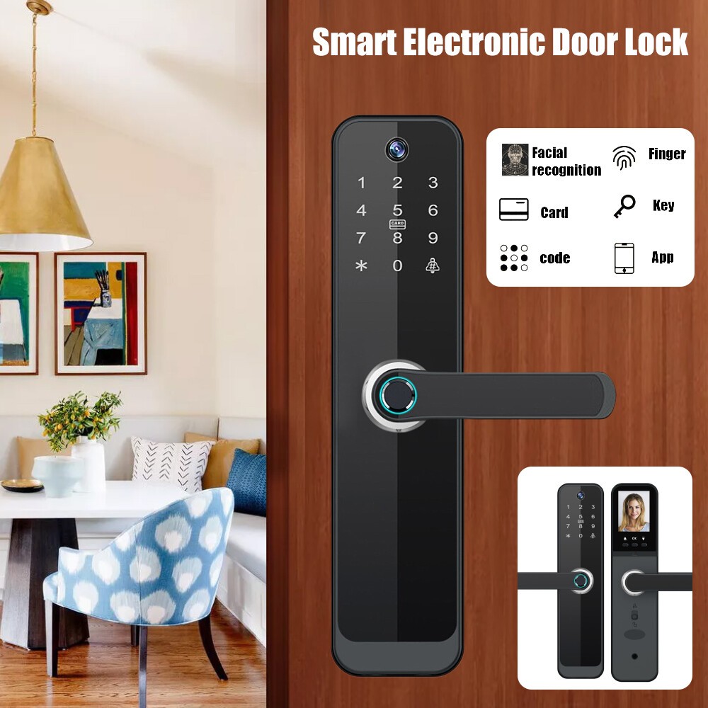 Face Recognition Tuya Wifi Smart Door Lock Visual Intercom Fingerprint