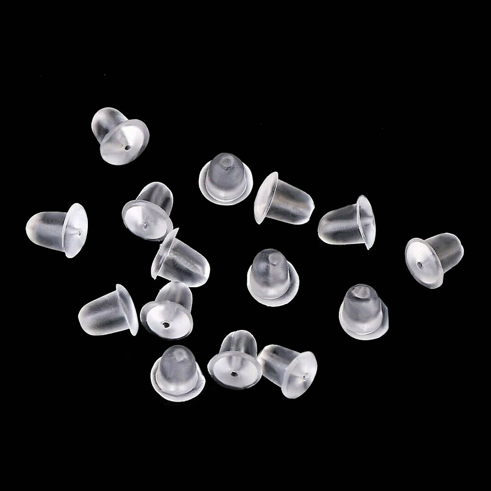100pcs Silicone Earring Back Rubber Earring Back Stopper Cap Soft Clear Earring