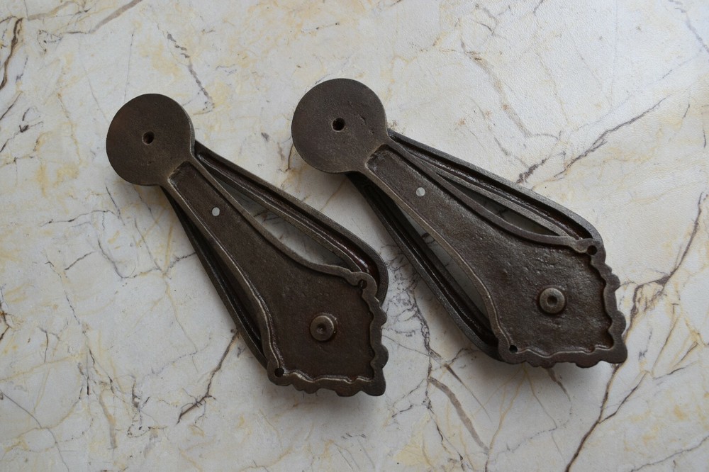 Vintage Cast Iron Victorian Door Gate Pull Knobs Knocker Handle Ring 2 pic