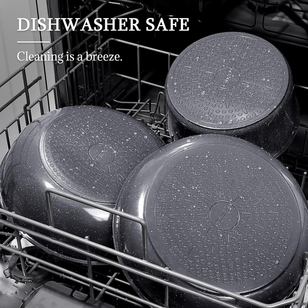 Space-Saving 5-Piece Induction Cookware Set - Non Toxic & Dishwasher Safe
