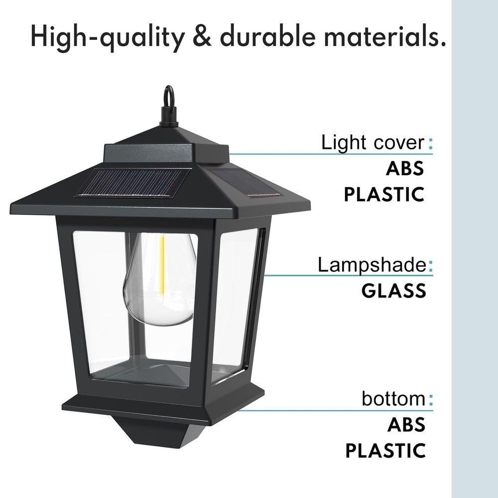 2 Pack Solar Wall Lanterns with Replaceable Bulb,Outdoor Hanging Lights with ...