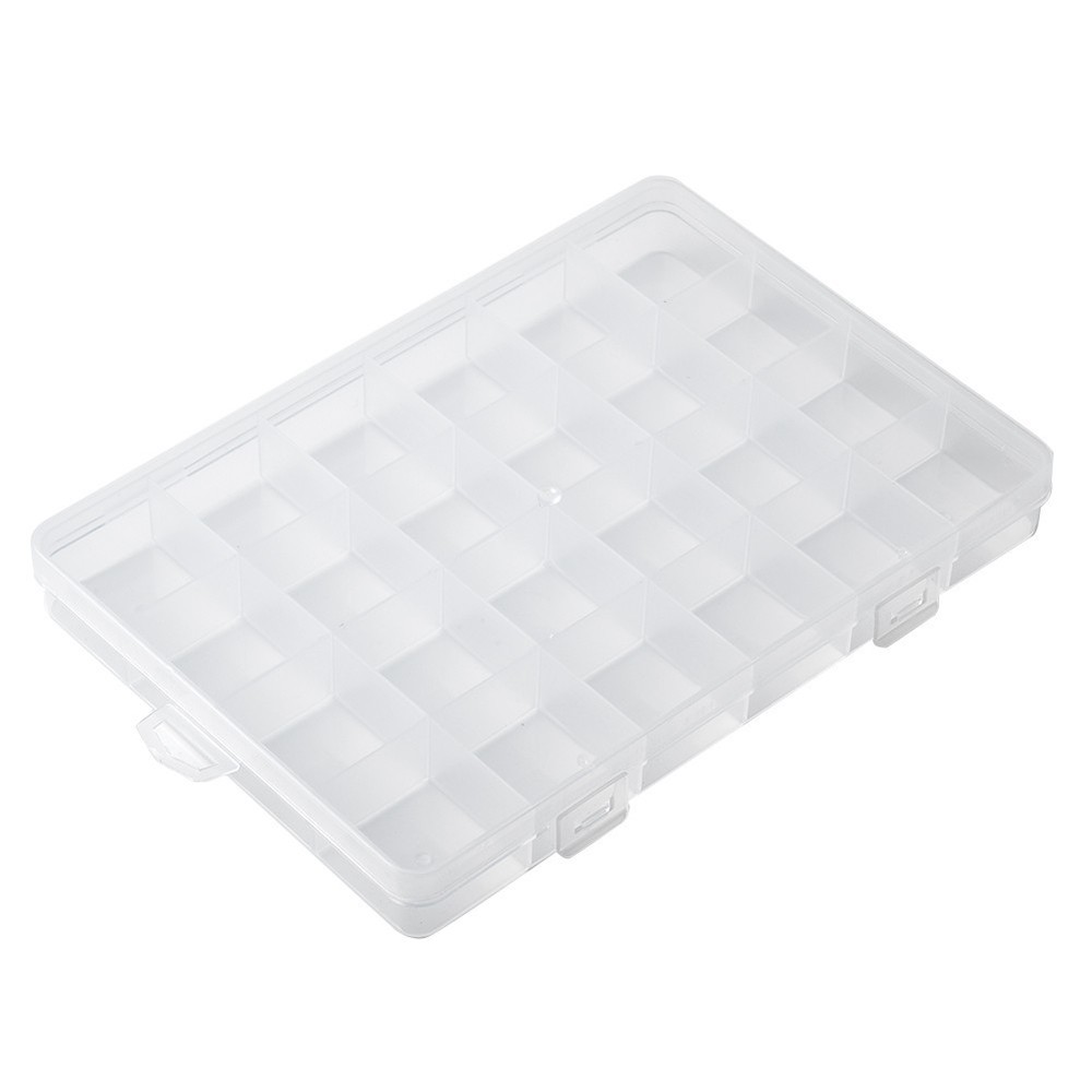 UK-24 Compartments Transparent Plastic Storage Box Electronic Component Parts