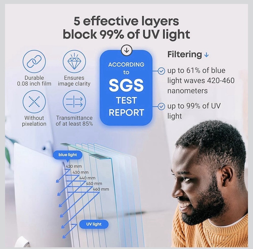 VINTEZ 27 inch [2 Pack] Blue Light Blocking Screen Protector for 16:9 Computer