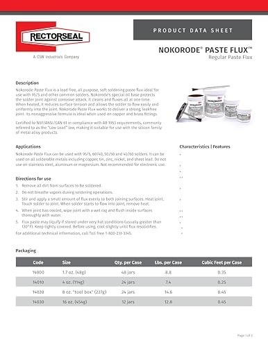 8oz Nokorode Regular Paste Flux for Soldering, Plumbing & Electrical Projects