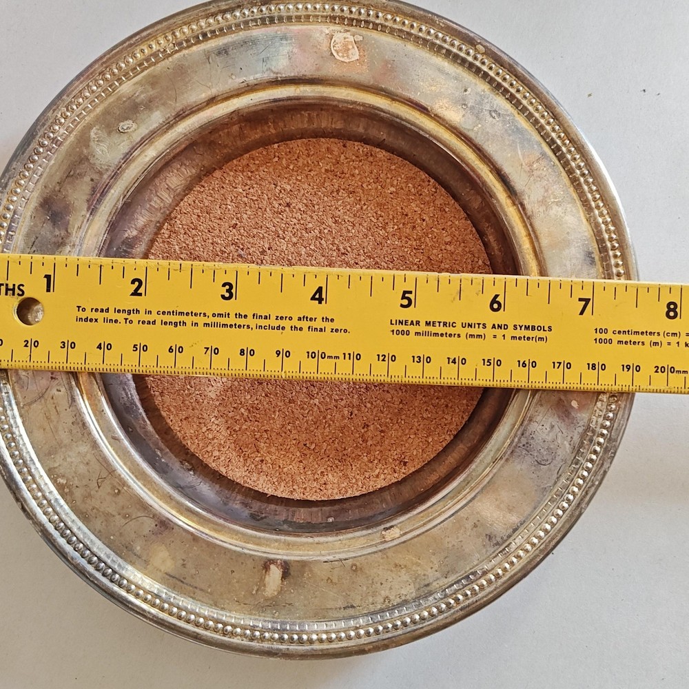 VTG Silverplate Trinket Tray Coaster Cork Insert Ornate Beaded Edge 6.5" Barware