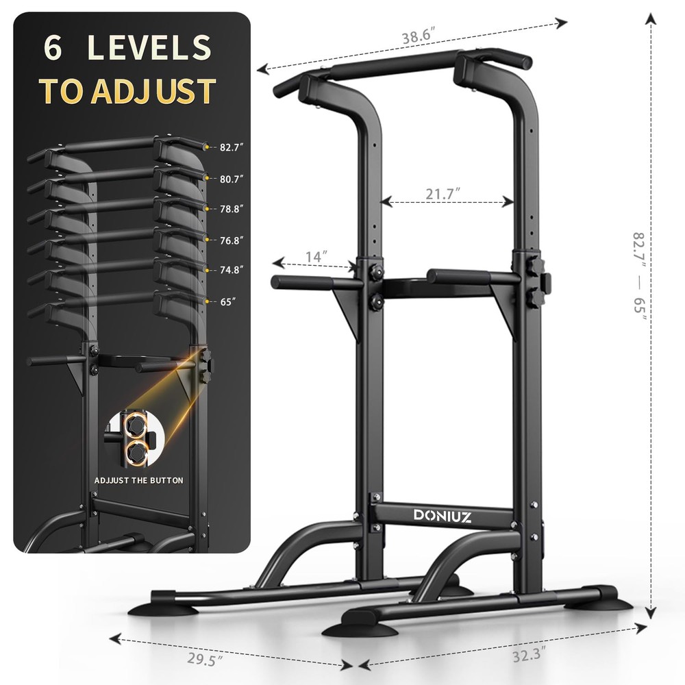 Power Tower Pull Up Bar and Dip Station, Multi-Function Home Gym, Strength Tr...