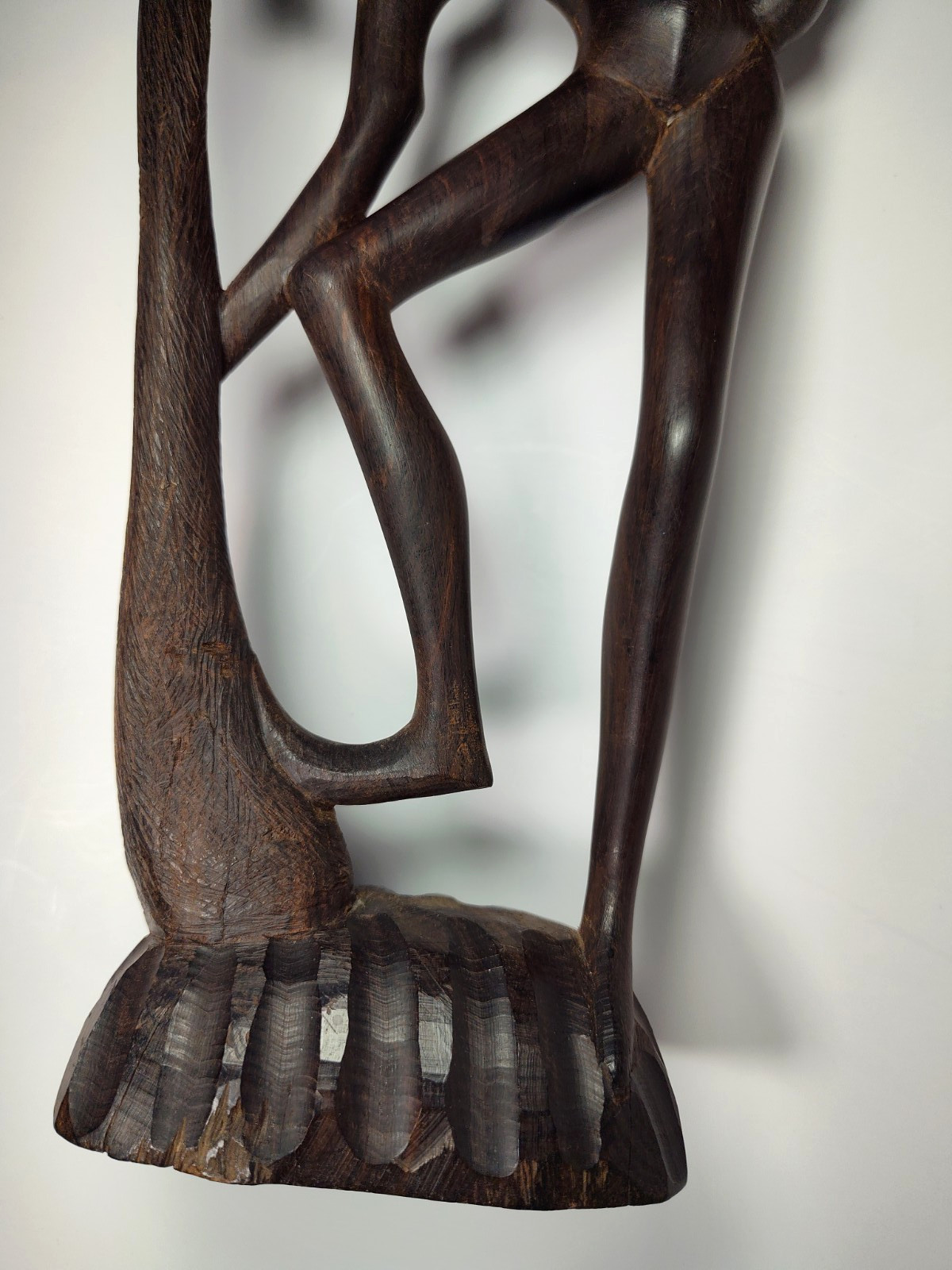 Hand Carved Ebony Wood Makonde "Tree of Life" Sculpture Intertwined Figures 17"