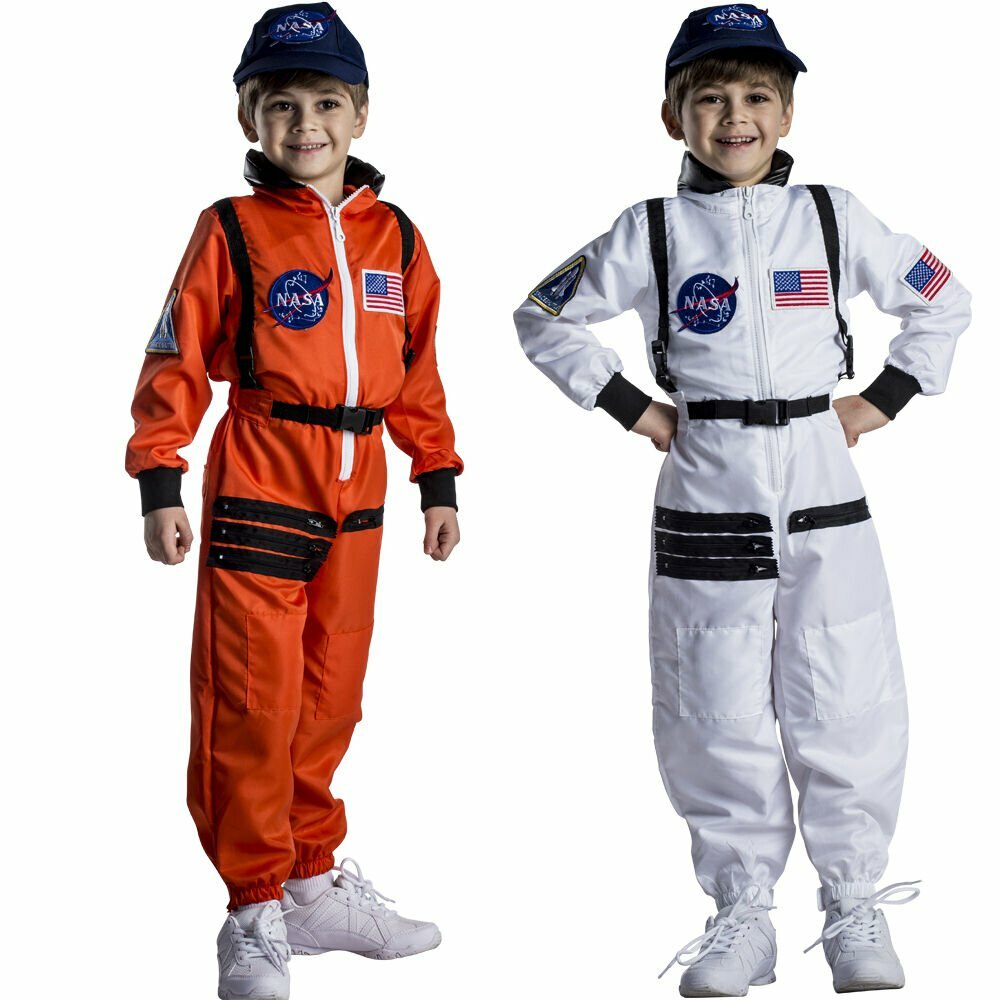 Dress Up America Kids Astronaut Costume NASA Orange/White Suit