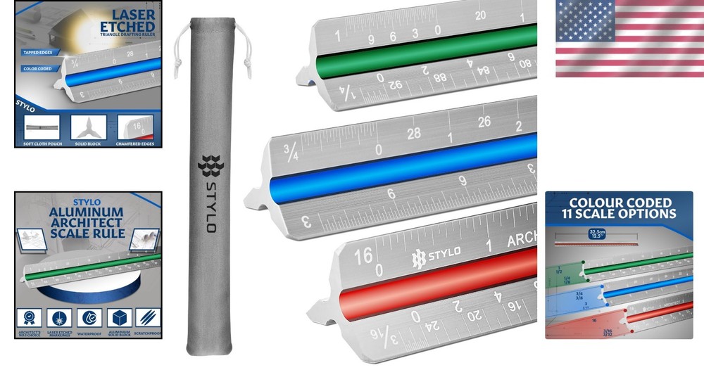 Color-Coded 12" Architectural Scale Ruler - Safe Design & Supreme Precision