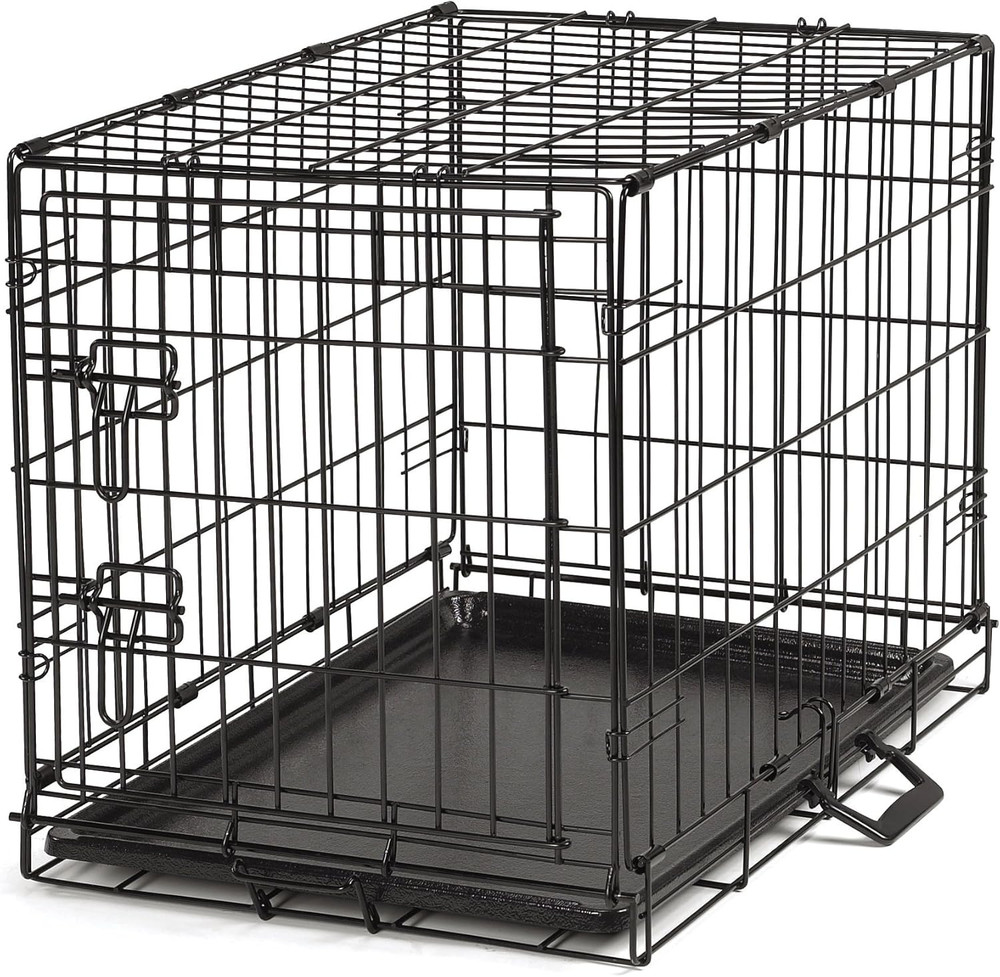 Secure Pet Cage for Extra Small Dogs, Black, Removable Floor Tray
