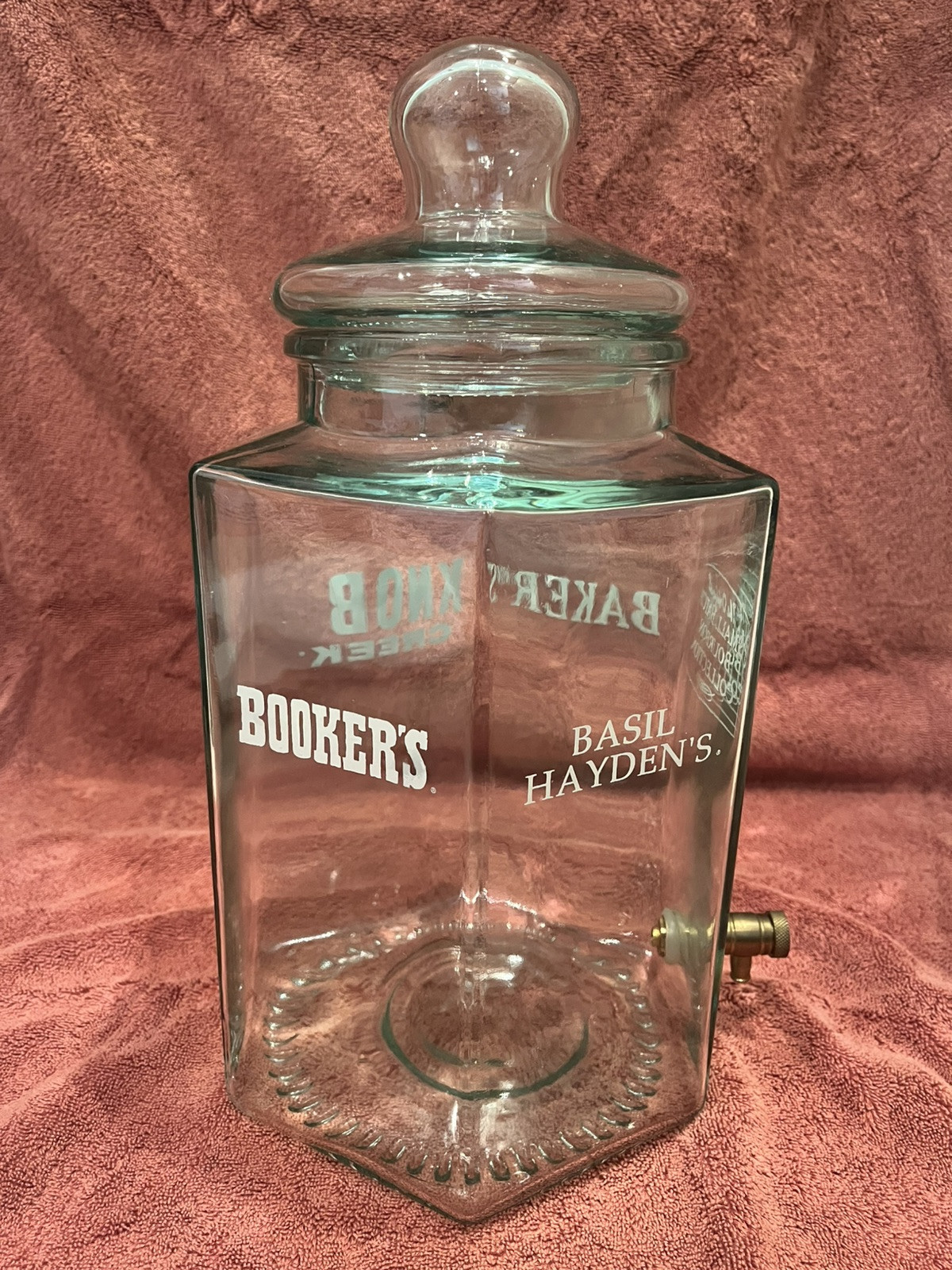 SVE Green Glass Beverage Dispenser 2.5G Bourbon Bookers Knob Creek Baker’s