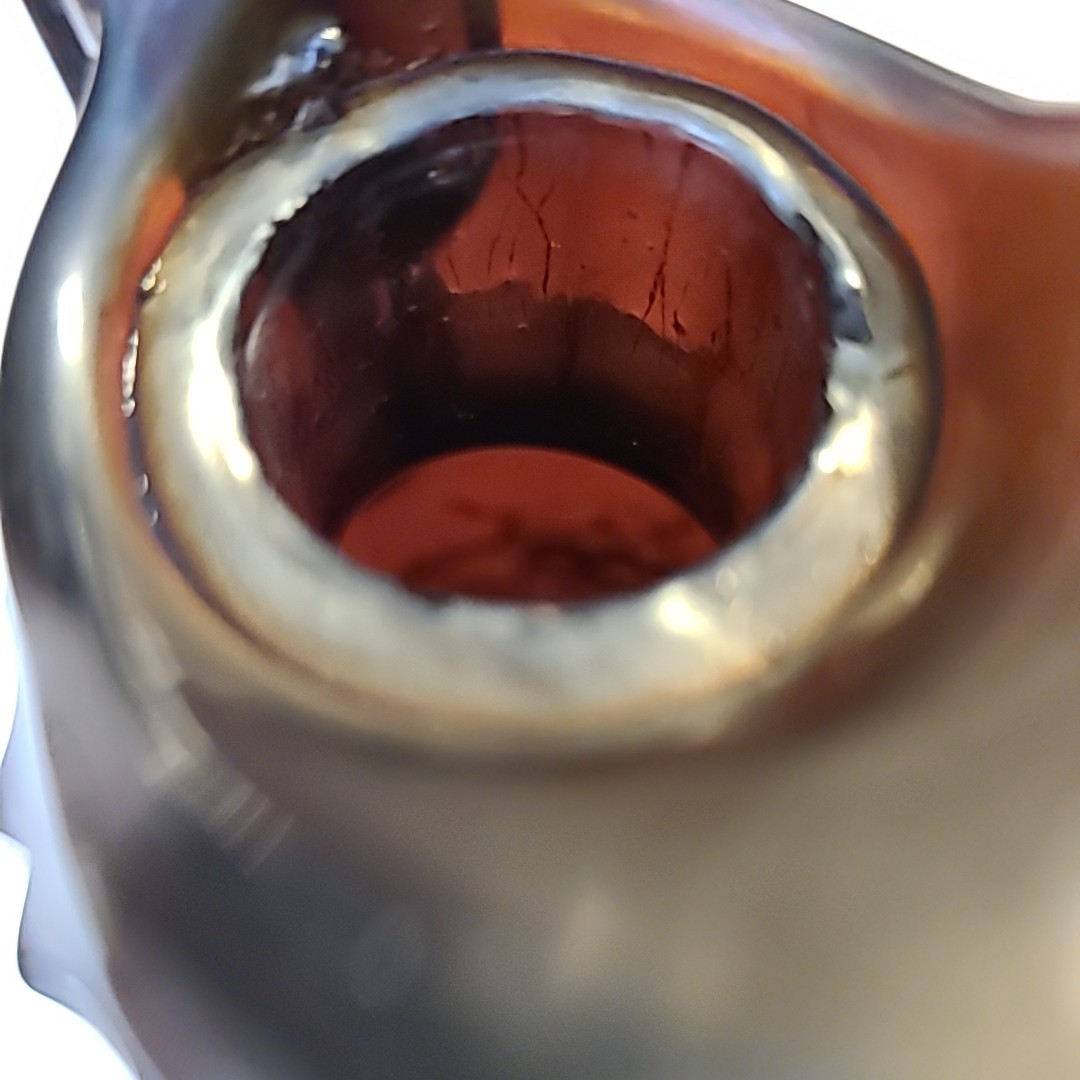 vtgNORTHWOOD CARNIVAL GLASS GRAPE & CABLE WHISKEY DECANTER & SHOT GLASS AMETHYST