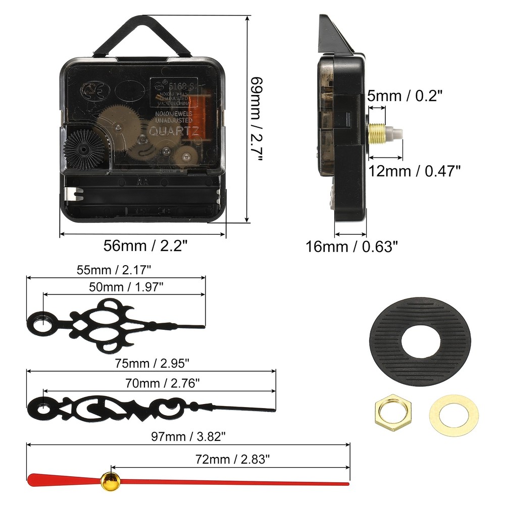 Clock Mechanism Replacement, 2Set Quartz Clock Mechanism DIY Wall Clock, 20029