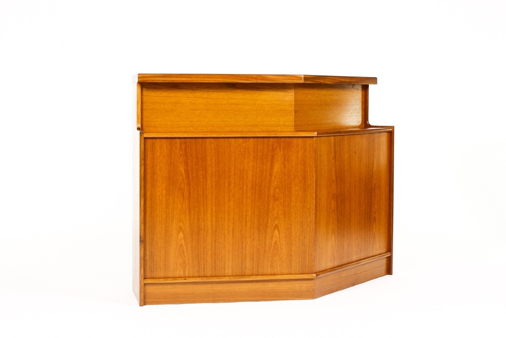 Danish Modern / Mid Century Teak Angular Dry Bar with Display Cabinet — Turnidge