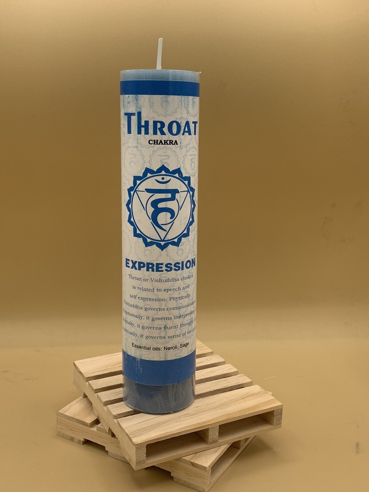 Throat Chakra Expression 7” Meditation Reiki  Pillar Candle