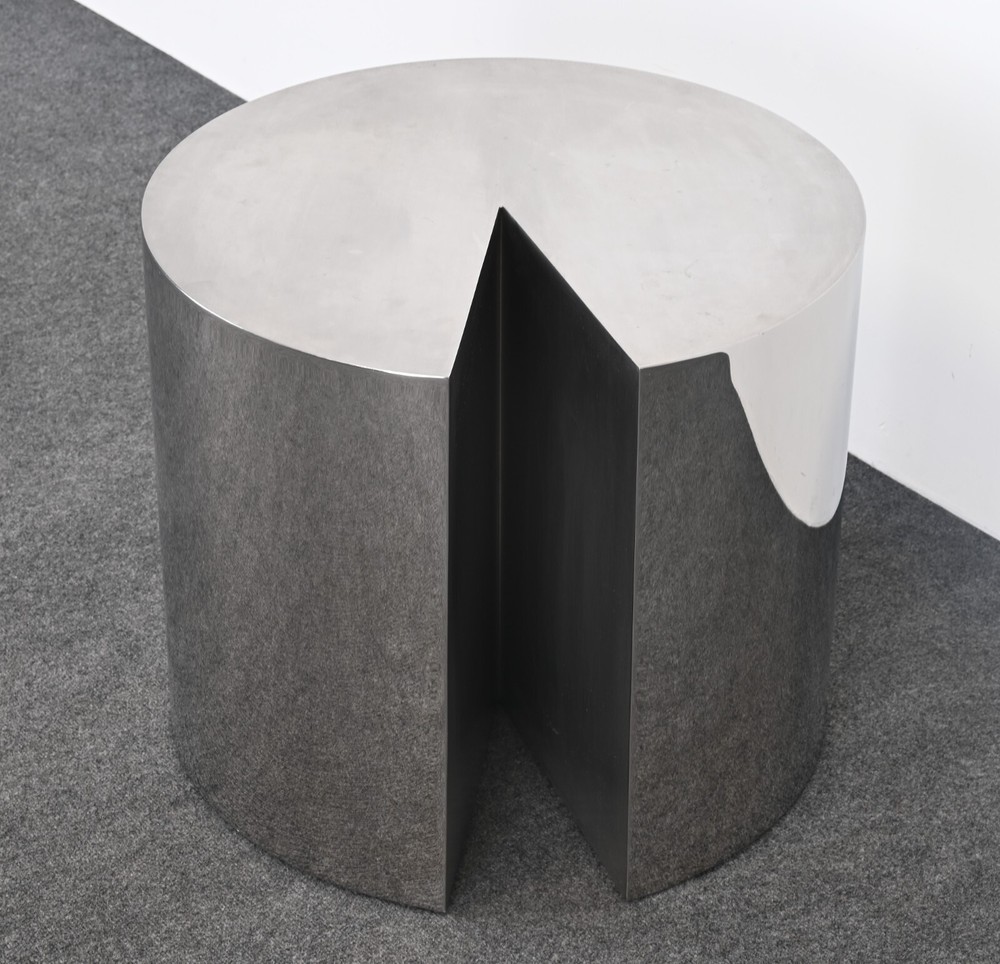 Leon Rosen Pace Style Solid Stainless Steel Side Table, 1980s