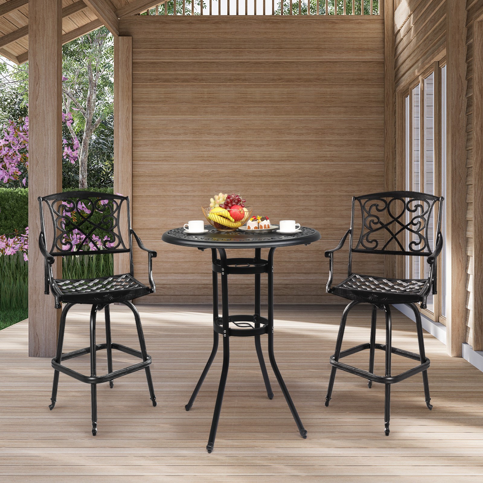 41in Tall Outdoor Bistro Table Round Patio Bar Table for Garden Patio Poolside