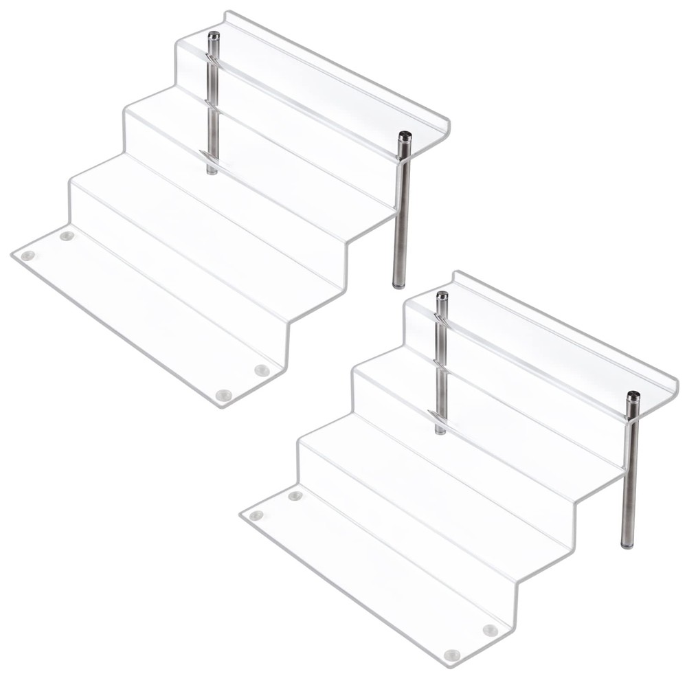 Acrylic Display Risers Shelf for Pops Figures, Clear 4-Step Display Stand for...