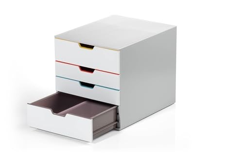 Varicolor Unit - Gray Desktop Drawer Set with 5 Color Coded Draws - 4 Drawer