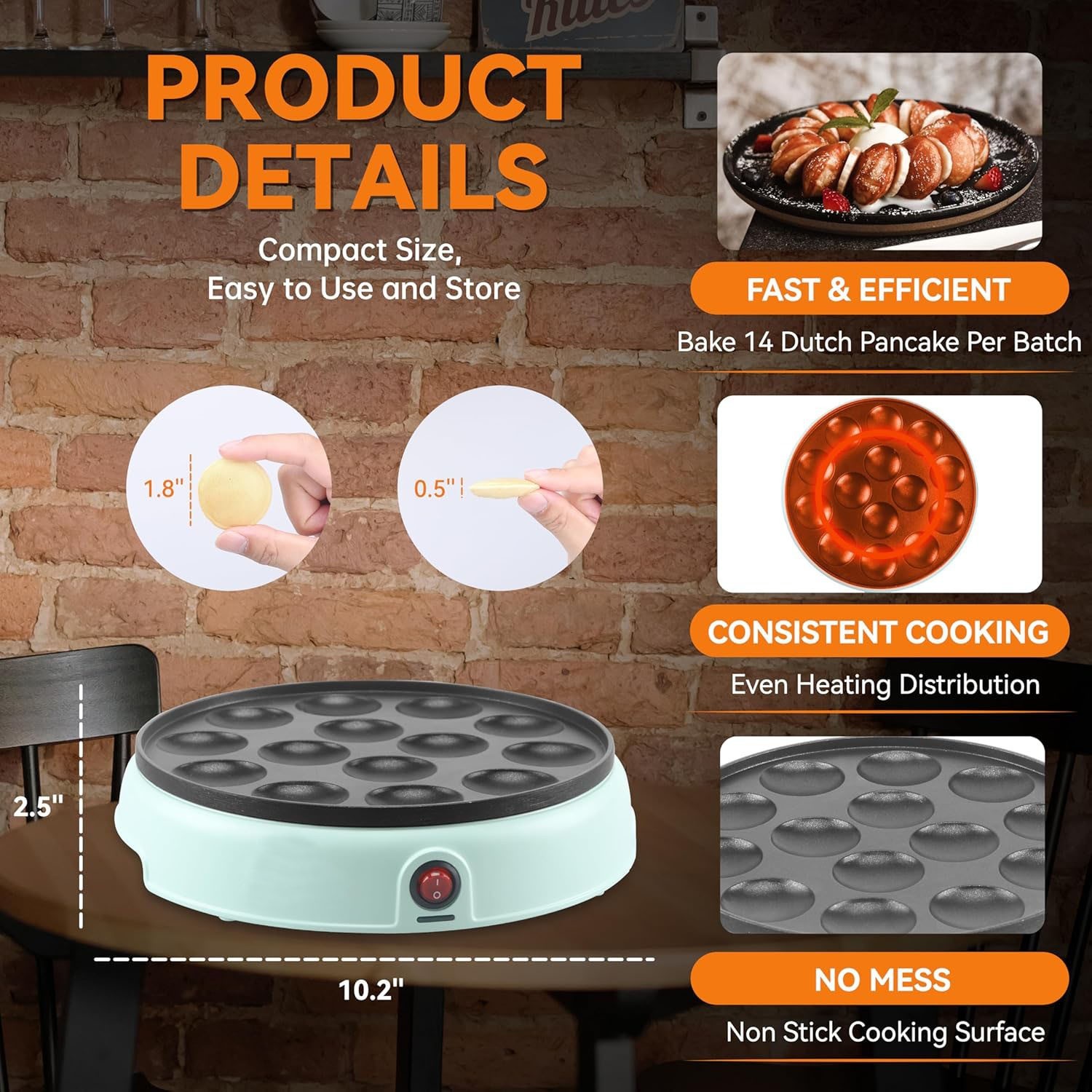 Máquina para hacer mini panqueques, plancha holandesa para mini panqueques, sart