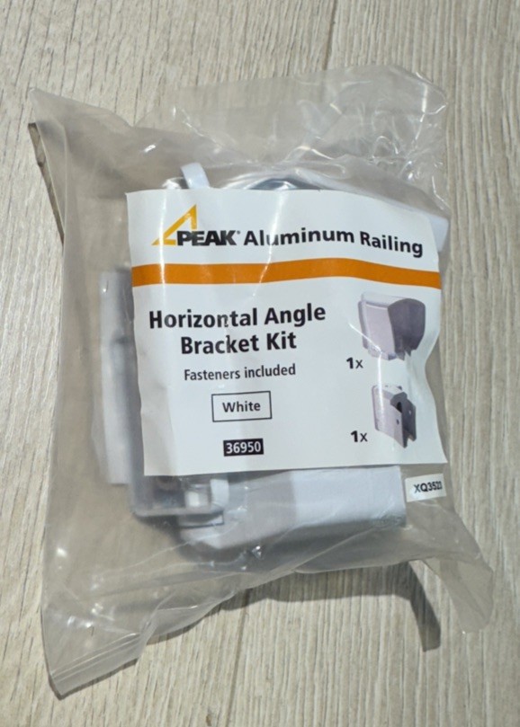 Peak 36950 White Aluminum Deck Railing Horizontal Angle Bracket Kit