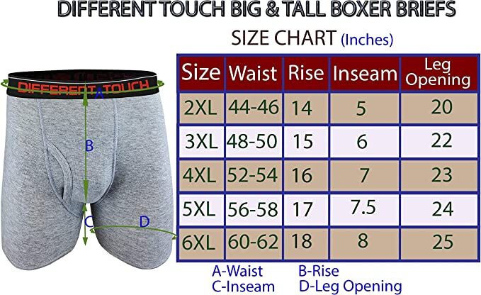 6 Men's Big & Tall USA Classic Design Long Legs Boxer Briefs Underwear