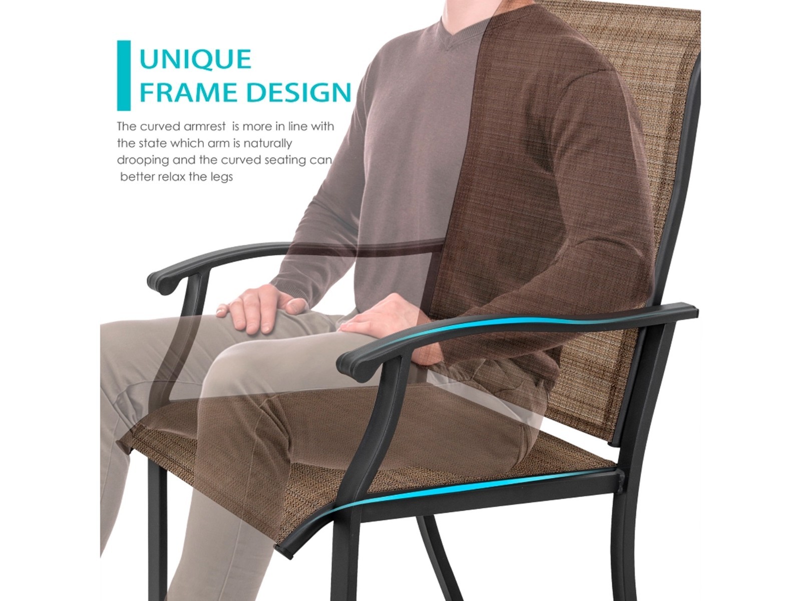 SET OF 2 Nuu Garden Outdoor Dining Chairs Textilene Fabric with Armrests Patio