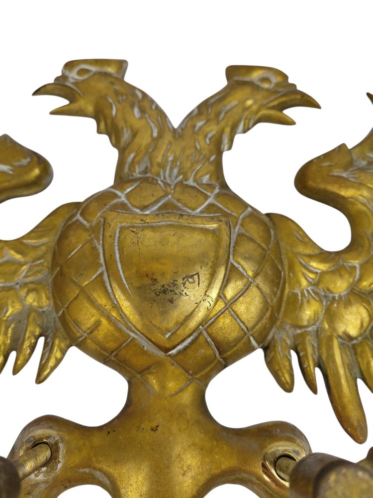 Antique Large 2 Headed Eagle Solid Brass Door Knocker Russian Austrian Masonic