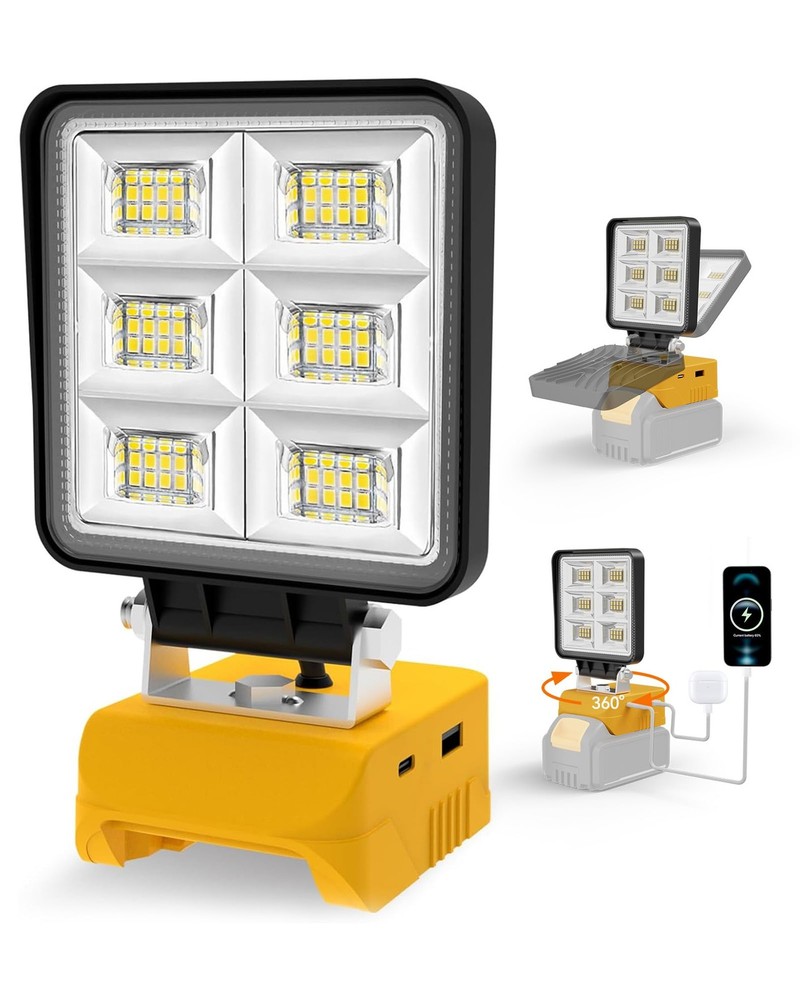 Rechargeable LED Work Light, Portable Work Light Compatible with Dewalt 20V B...