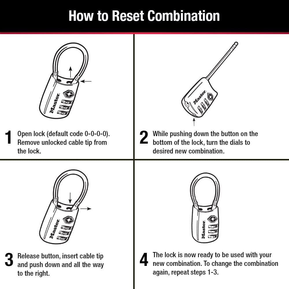 Master Lock Set Your Own Combination TSA Approved 4 Pack, Assorted Colors