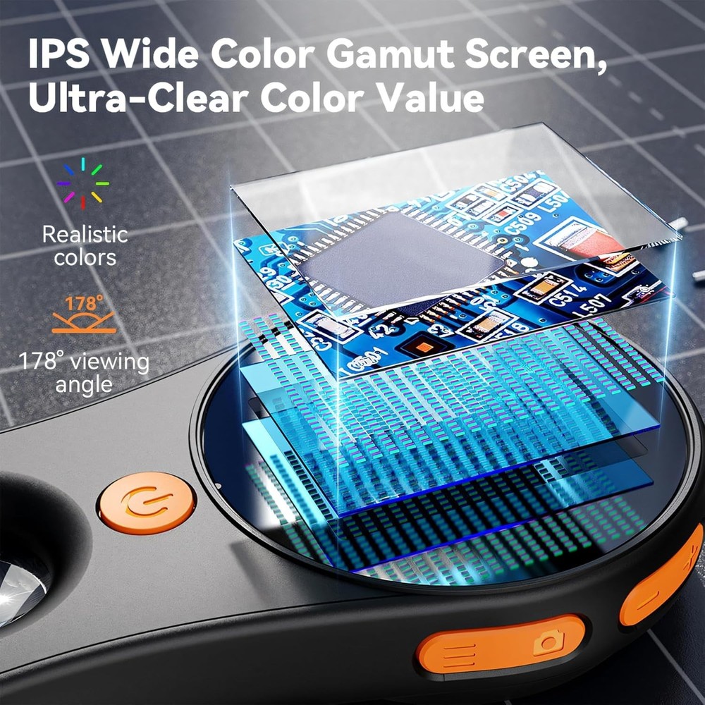 Compact 500X Magnification Microscope with 2.0'' IPS Screen & Easy USB Access