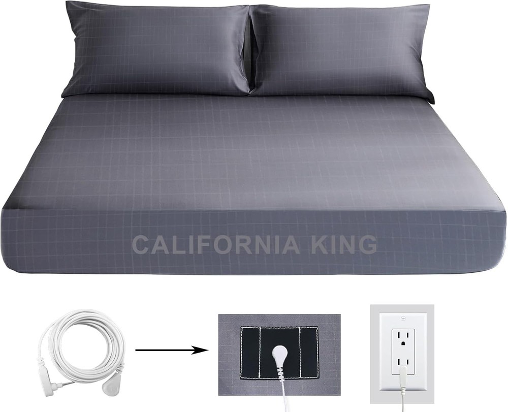 Grounding Bed Sheets California King Deep King, Grey