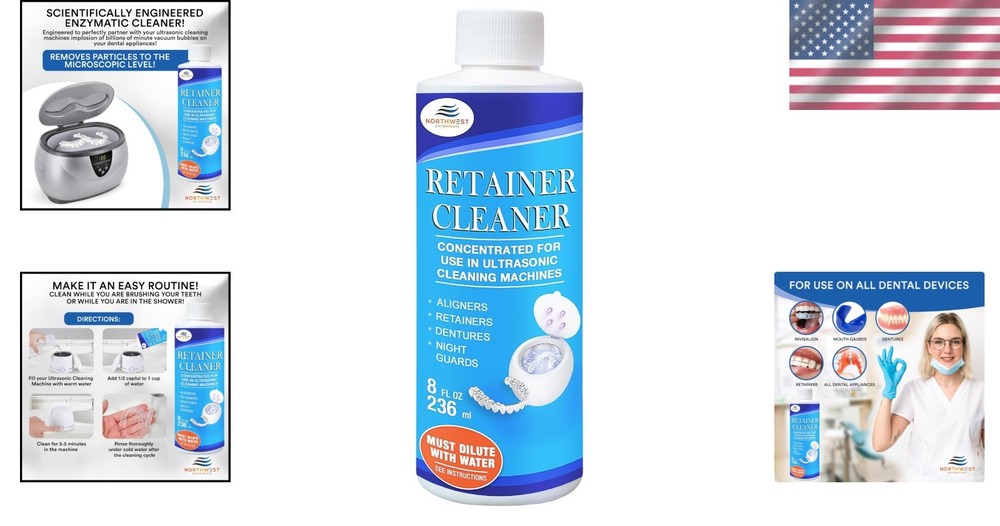 Professional Multi-Enzymatic Ultrasonic Cleaner for Retainers & Aligners 8 oz