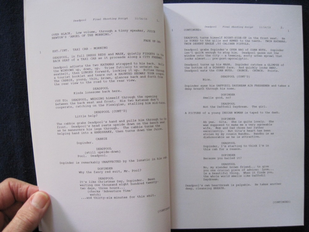ORIGINAL SCRIPT - DEADPOOL - OSCAR CONSIDERATION 1st Ed in Book Form - X-MEN
