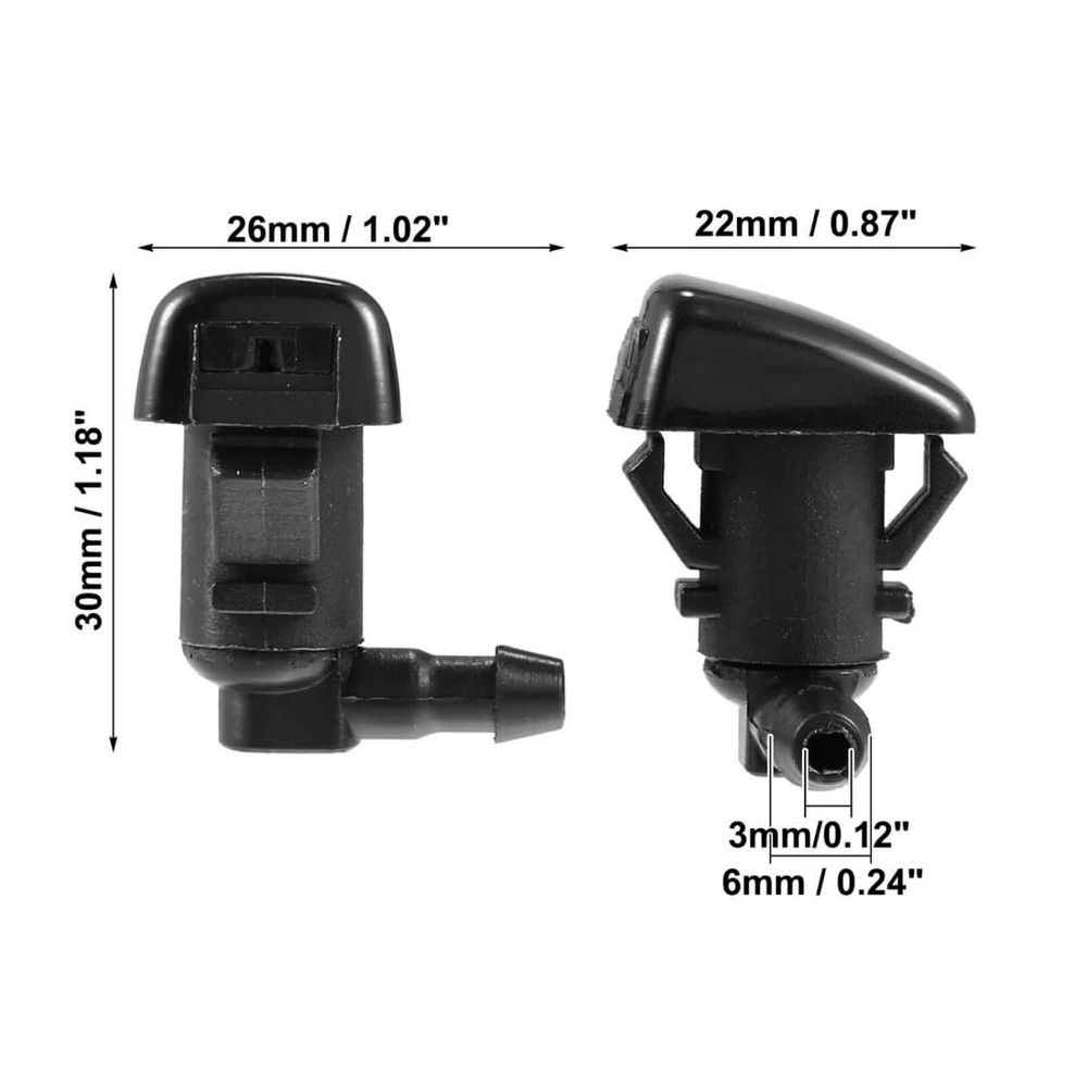 Click&Fit Windshield Washer Nozzles 2PCS replacement for Cadillac CTS Black