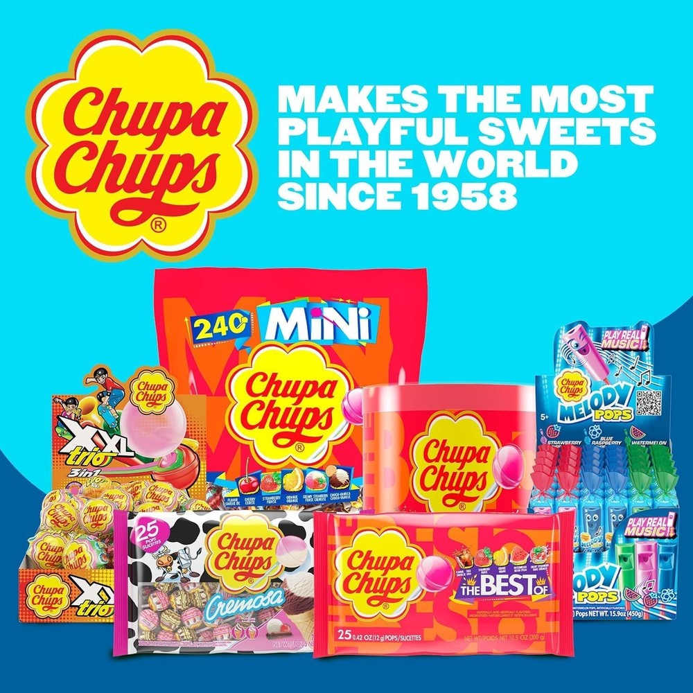 Chupa Chups Melody Pops, Assorted Flavors, Whistle Lollipops, Medium