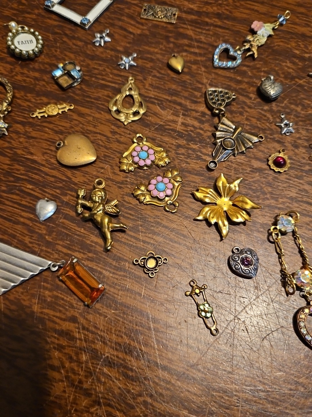 Lot Of 50 Mixed Parts Pcs France Vintage 60s Brass Stampings Findings Jewelry 13