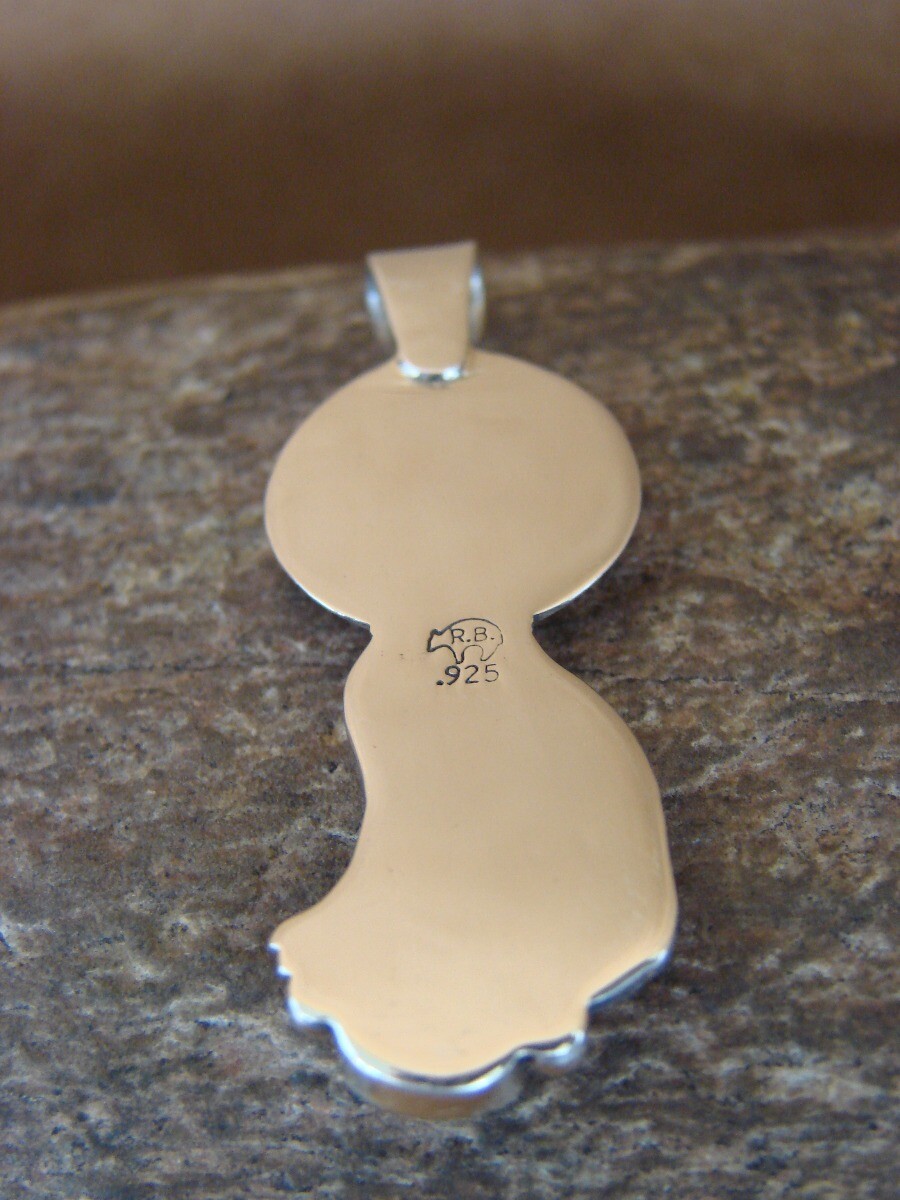 Navajo Indian Sterling Silver Hand Stamped Wolf Onyx Pendant by Yellowhair