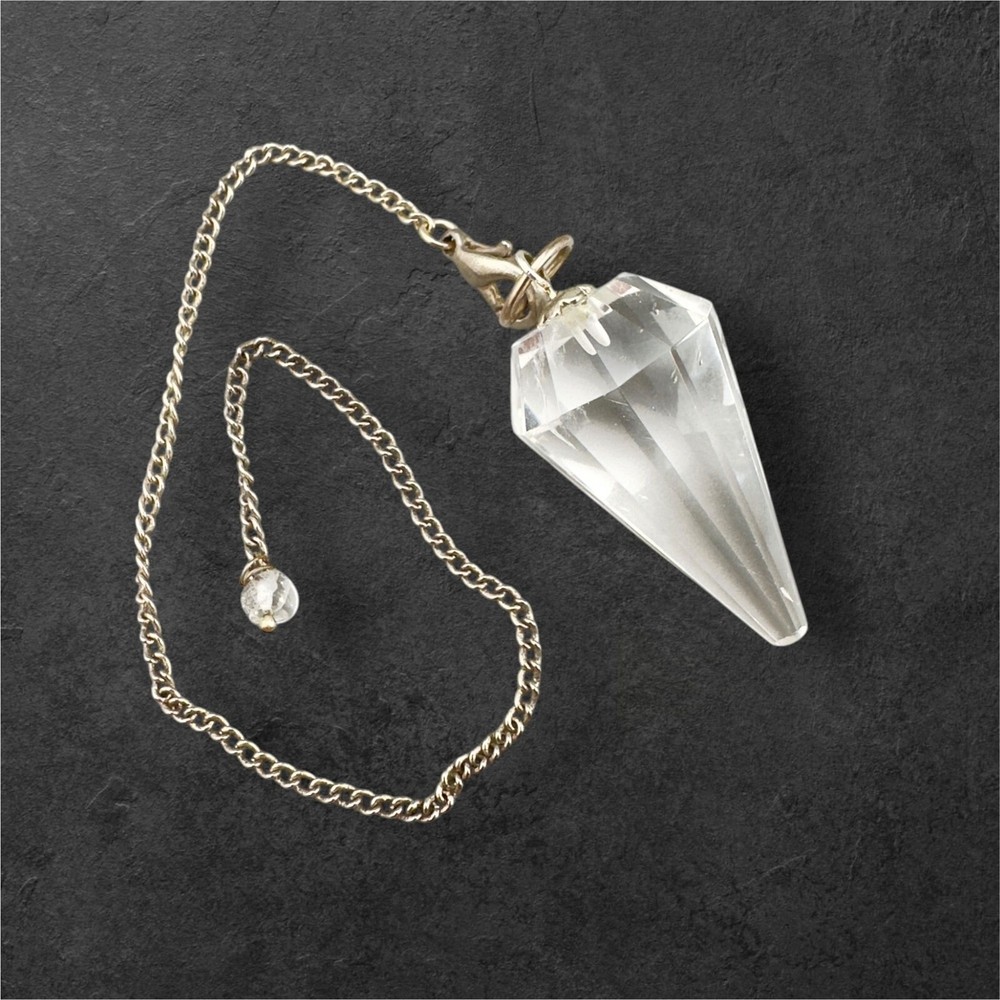 Faceted Clear Quartz Point Pendulum Divination Dowsing Healing Reiki
