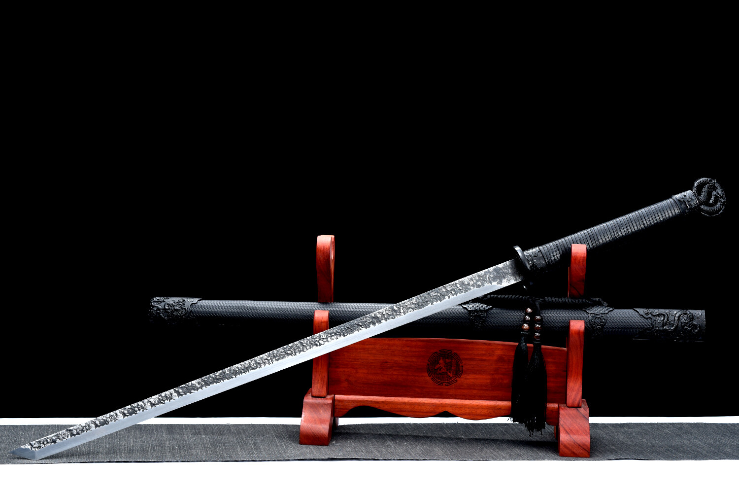 40'' Black Dragon Ninja Sword 9260 Spring Steel Japanese Straight Sharp Ninjato