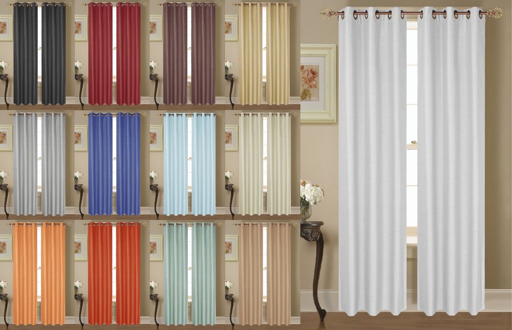 NEW 2 PANEL SOLID LINED THERMAL BLACKOUT GROMMET WINDOW CURTAIN DRAPE NEW JK64