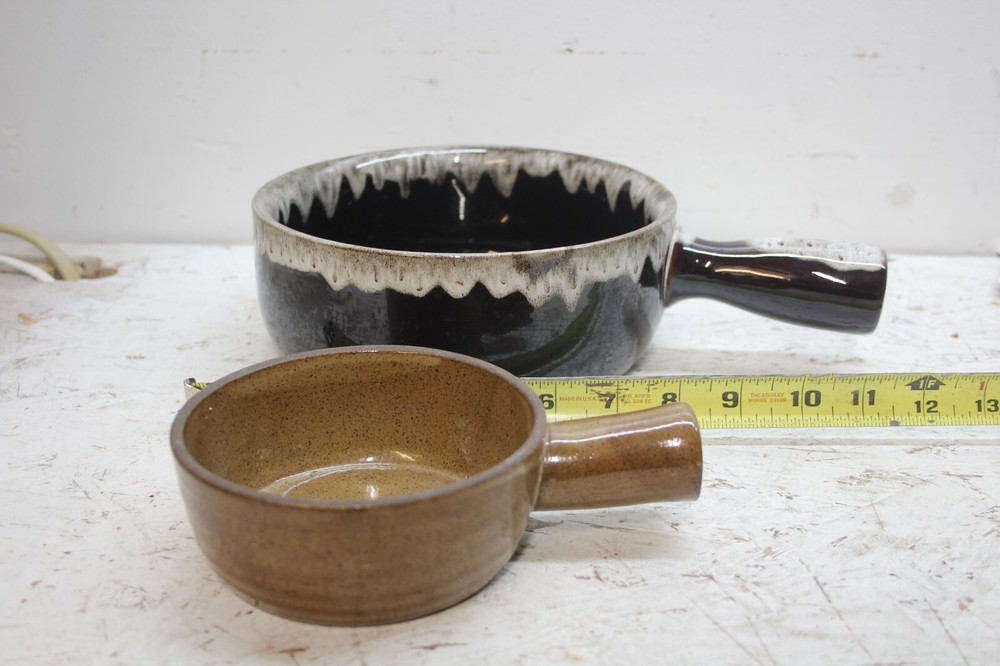 VINTAGE CASSEROLE AND SOUP BOWL CERAMIC UNKNOWN MAKER
