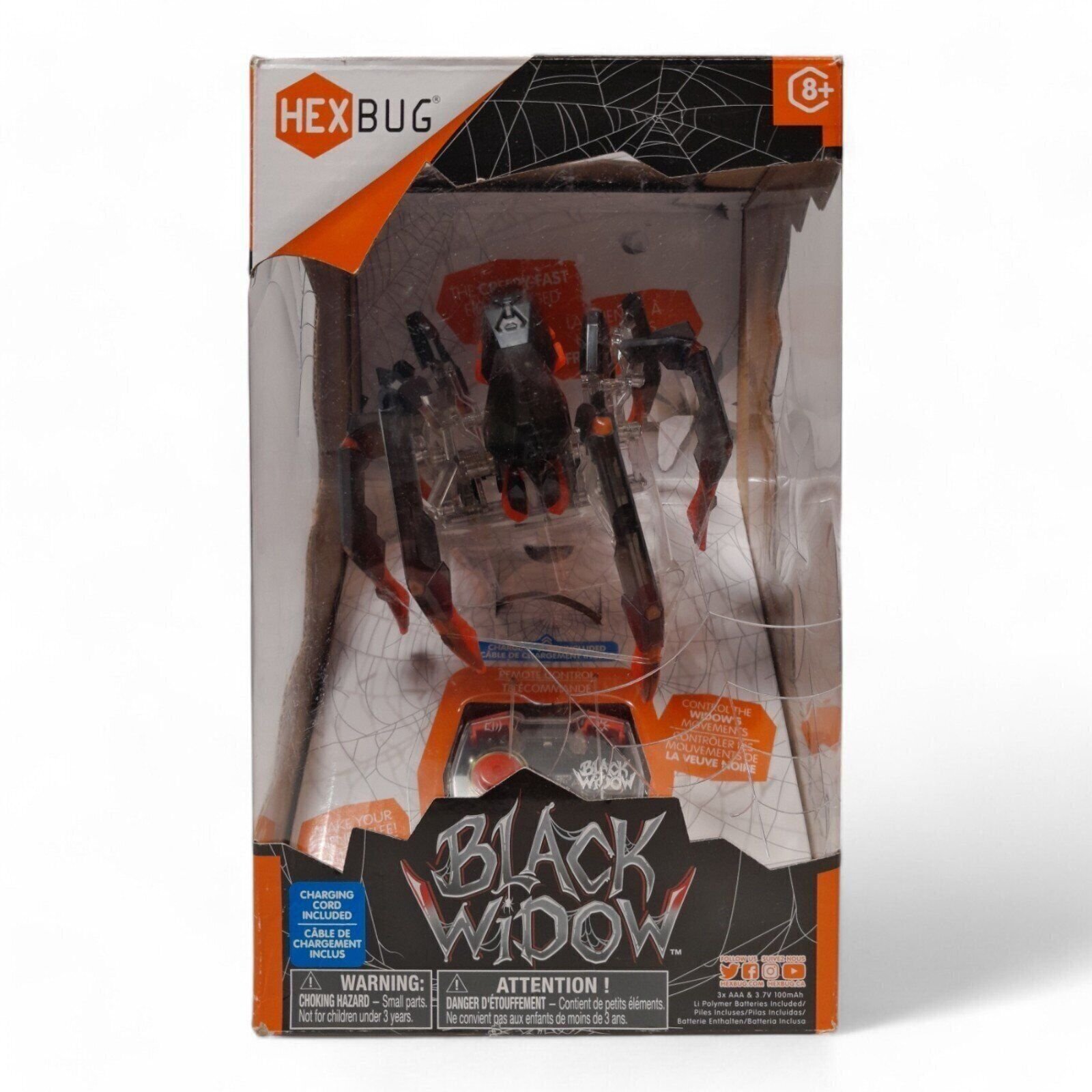 HEXBUG Remote Control Black Widow Rechargeable Robot Spider Toy [DAMAGED BOX]