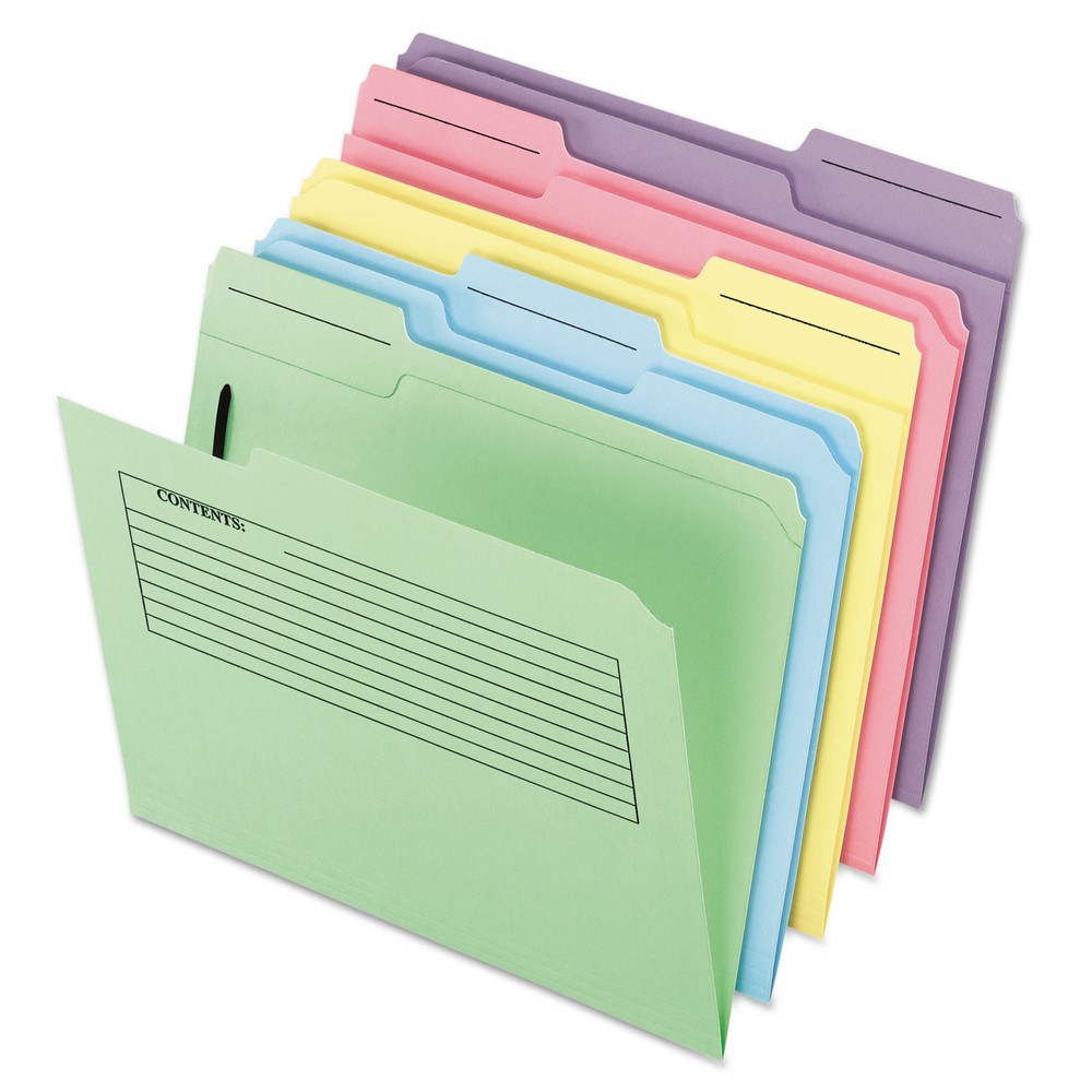 Pendaflex 45270 1-Fastener Printed Notes Fastener Folder - Assorted (30/PK) New