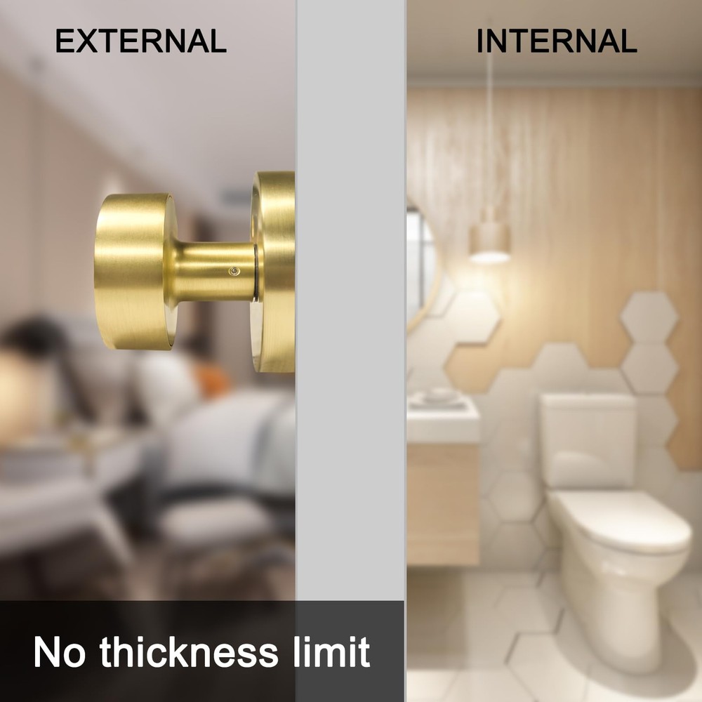 senharvest Gold Dummy Door Knobs Interior -for Satin Brass 2 Pack Dummy,